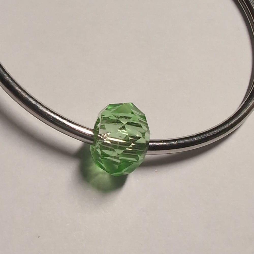 Green Faceted Glass Charm for Pandora Style Bracelet